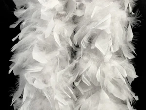 2 Yards - Snow White Heavy Weight Chandelle Turkey Feather Boa Supply | 80 Gram - Picture 1 of 12