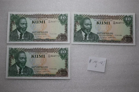 KENYA 10 KUMI - 3 BANKNOTES HIGH GRADE B27 CX2-39 Cover