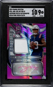 2024 Panini Spectra Joe Milton III Rosa Neon Rookie Patch Auto RC RPA /25 SGC 9 - Foto 1 di 2