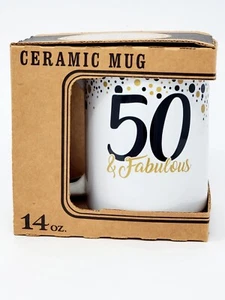 Carson 23733 50 & Fabulous 4.5 inch Height Printed Ceramic Boxed Mug 14oz NEW! - Picture 1 of 6