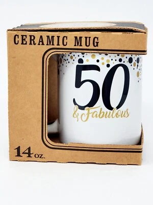 Taza cerámica regalo cumpleaños Carson 23733 '50 & Fabulous' 14 oz en caja | ¡NUEVA! Foto 1 de 4