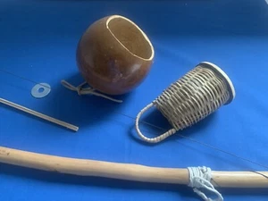 45" PROFESSIONAL MEDIUM BERIMBAU BIRIBA WOOD STICK, CAXIXI, 6" X 15" CABACA - Picture 1 of 4