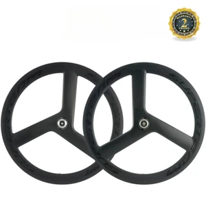 Tri Speichen Vorne Hinterräder Trumpf Carbon Rennrad Radsatz 700C Tiefe 56mm - Bild 1 von 15