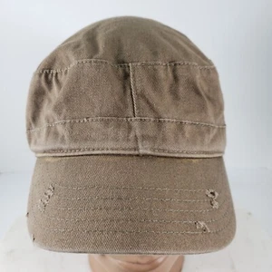 Cadet Cap Army Hat Green Brown Cotton Distressed Womens Strap Back Adjustable - Picture 1 of 9