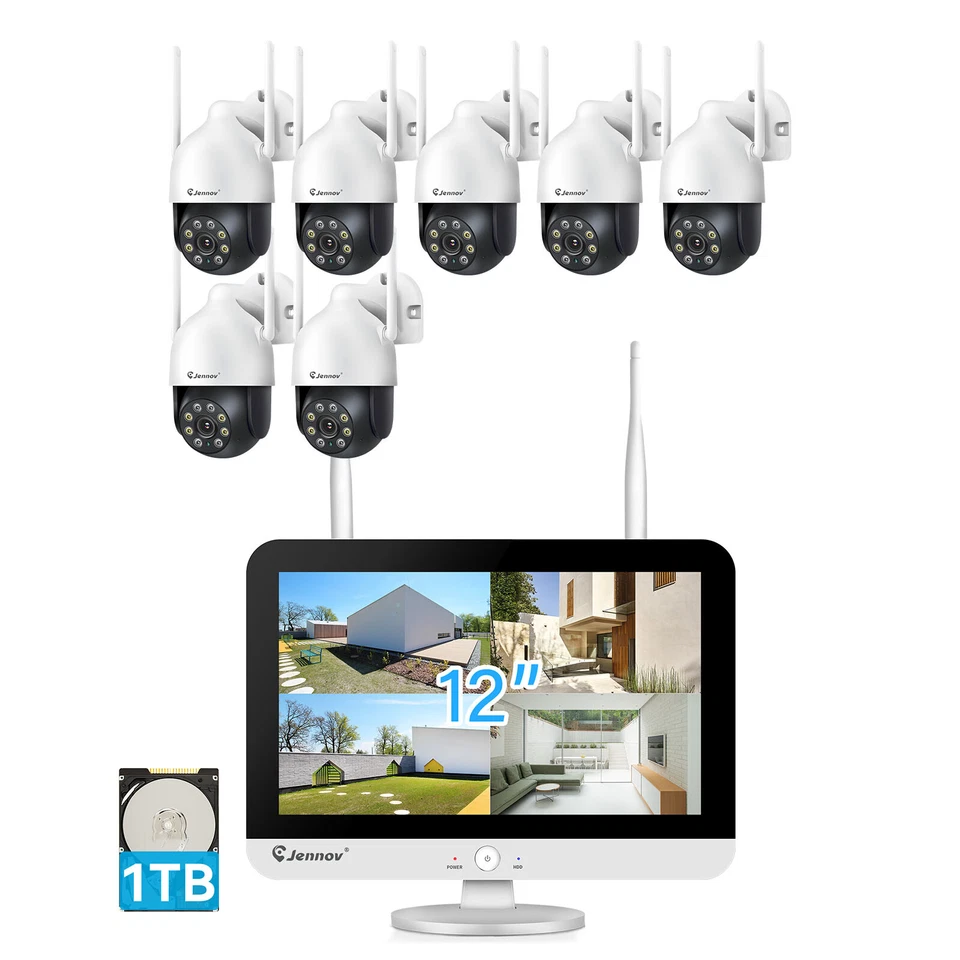 JENNOV 5MP Wireless Home Security Camera System WiFi Outdoor PTZ 1TB 10CH NVR  - Image 1 of 4