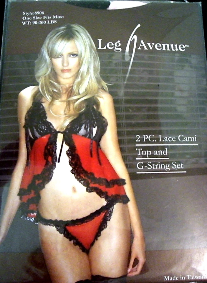 сексуальный LEG AVENUE кружева оборки гофрированный атласная лента PEEK-a-BOO babydoll w/G-STRING - Изображение 1 из 1