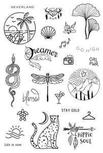 Juego de tatuajes temporales de Tatsy, conjunto hippie, para mujeres y hombres, original,... - Imagen 1 de 2