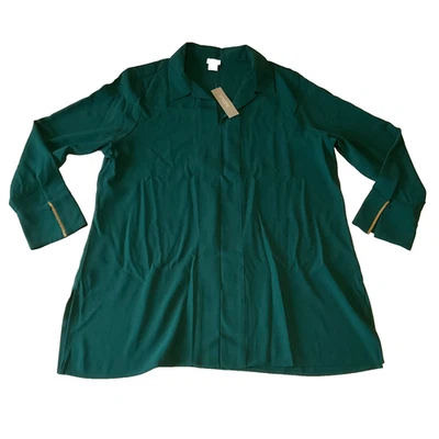 Blusa túnica Chicos Top Mujer Talla XL 16 Verde Manga Larga Cadena Borde Cuello Foto 1 de 4