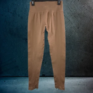 Leggings LA Image Beige Sin Costuras Acanalados Cintura Alta Ropa Activa - Talla - L/XL - Imagen 1 de 8