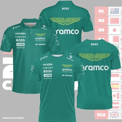 HOT  - 2025 Green Aston Martin F1 Team Suit Polo Shirt, Aston Martin 3D T-Shirt - Image 1 of 4