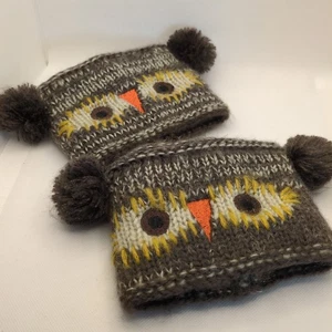 Next Owl Woollen Boot Toppers One Size Cute Face & Ears Toppers - Picture 1 of 3