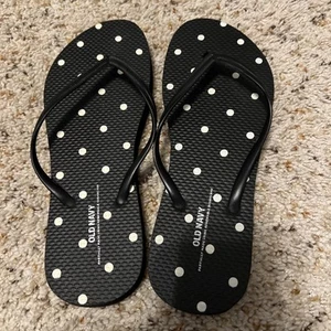 Old Navy Woman Flip Flops Sandals Summer Beach Polka Dot Size 8 Brand - Picture 1 of 3