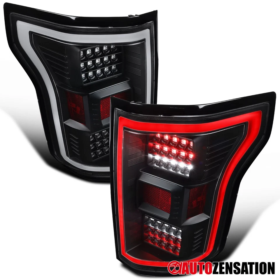 Fit 2015 2016 2017 Ford F-150 Full LED Black Tail Lights Brake Lamps Left+Right Foto 1 de 4