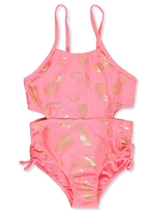 Limited Too Girls' 2-Piece Fruit Swimsuit Set Color: neon coral Size: 4 - Picture 1 of 1