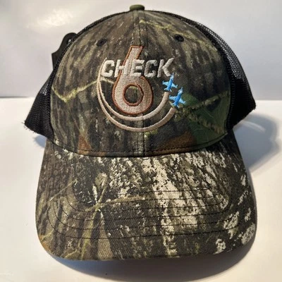 Check 6 Mossy Oak Camo Camouflage Baseball Trucker Cap Hat Snapback Topgun NWT - Image 1 of 4