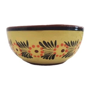 Keramik Keramik sonnengelb 3D Handarbeit orange Blumenmuster braun schwarzer Rand Schale - Bild 1 von 7