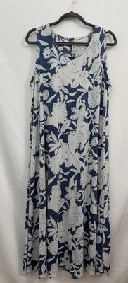 Shoreline платье без рукавов бак по всему цветочный печать синий белый женщин размер 1XL - Изображение 1 из 4