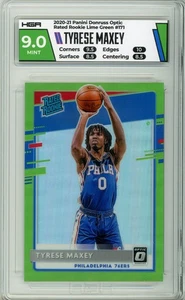Tyrese Maxey 2020 Donruss Optic Rookie Lime Green Prizm /149 Graded HGA 9 - Bild 1 von 2
