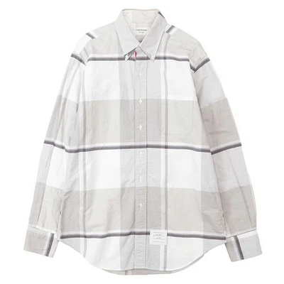 Camisa Oxford THOM BROWNE Abotonada L/S Cuadros Algodón Hombres Talla 4 Gris Tricolor Foto 1 de 4