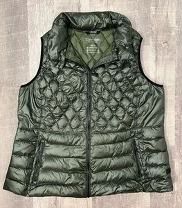Calvin Klein Performance Down Puffer Vest Womens 2XL Green Packable Full Zip - Picture 1 of 9