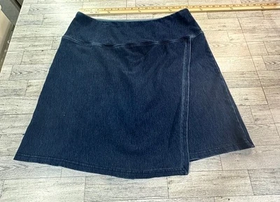 Women with Control Blue Denim Pull On Stretch Skort Skirt Size Large MUST SEE !! - Imagem 1 de 4