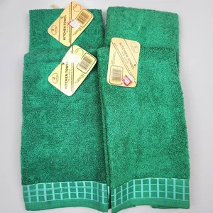 Vintage NOS Cannon Leshner Kitchen Towels (4) Kelly Green Terry Cloth NWT 16x25 - Picture 1 of 6