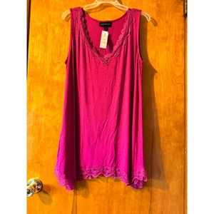 Lane Bryant Swing Tank Top Womens Plus Size 14/16 Pink Lace Trim Sleeveless - Picture 1 of 4