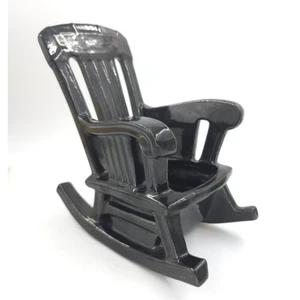 Vintage McCoy Pottery BLACK GLAZE Rocking Chair Pottery Planter Vase - Picture 1 of 5