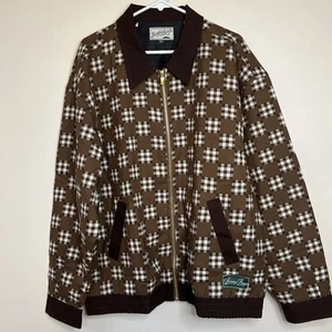 Bogey Giacca Ragazzo Uomo Taglia XXL Marrone Zip Up Big Check 2XL - Foto 1 di 10