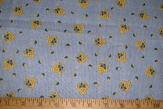 Tela DEBBIE MUMM - Cestas de Posies - Dos Tonos Rayas Azules - Media yarda (18") Foto 1 de 1