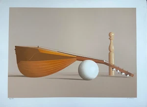 F. VIDALENS LIMITED EDITION PRINT MANDOLIN STILL-LIFE purple brown ARTWORK vase - Picture 1 of 5