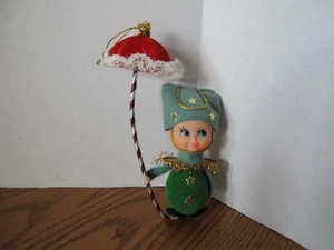 Vintage Pixie anthropomorpher Weihnachtsschmuck Gummi Gesicht 5 1/2" Japan selten - Bild 1 von 10