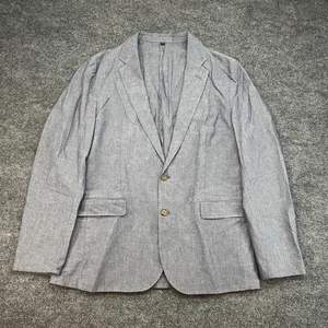 J. Crew Ludlow Blazer Blue Unstructured Cotton Linen Mens 42R Slim Fit - Picture 1 of 15