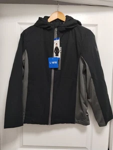 NUOVO Spyder Youth giacca Superlite con cappuccio e zip intera taglia L 14/16 NERO E GRIGIO - Foto 1 di 8