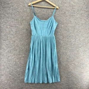 New Bailey Blue Dress Women XL Blue Sheath Midi V-Neck Sleeveless Pleated Lined - Picture 1 of 11