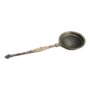 1900's Vintage Old Antique Brass Unique Space Engraved Multi Design Spoon - Picture 1 of 11