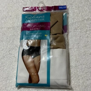 New Radiant Vanity Fair Women’s Smoothing Briefs Underwear 2pk Sz 3xl/10 Tan/wht - Picture 1 of 3