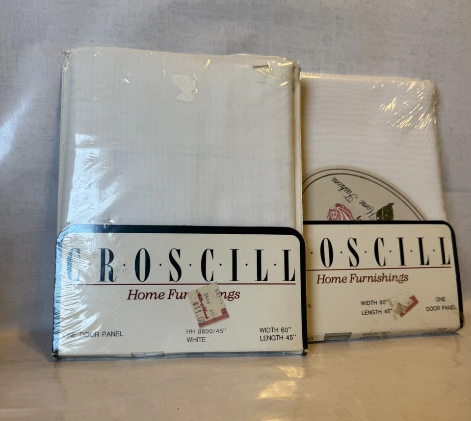 Lote De Colección De 2 Cortinas Panel De Puerta De Gasa Transparente Crosscill 60” X 45” Blanco # 8800 Foto 1 de 4