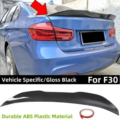 For 2012-2018 BMW F30 Sedan M3 328i 330i Gloss Black PSM Style Trunk Lid Spoiler - Image 1 of 4