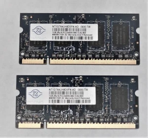 LAPTOP MEMORY 1GB NANYA 2Rx16 PC-2 6400S MATCHING PAIR GOOD SCHOOL SURPLUS - Picture 1 of 1