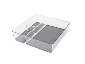 High Quality Acrylic Fridge Organizer - 3 Section Clear Kitchen Drawer Tray Pin - Picture 1 of 4