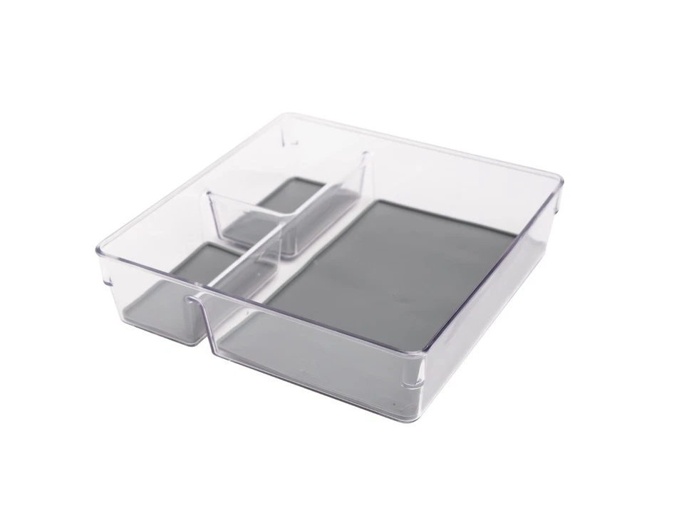 High Quality Acrylic Fridge Organizer - 3 Section Clear Kitchen Drawer Tray Pin - Image 1 of 4
