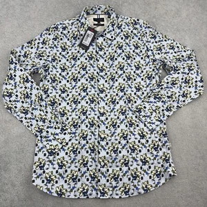 Ted Baker Mens Long Sleeve Button Up Slim Fit Magnolia Print Shirt Blue Sz 4 = L - Picture 1 of 9
