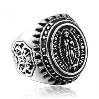 Christian religions Virgin Mary Stainless Steel Men's Sculpture Ring M33 - Image 1 of 4