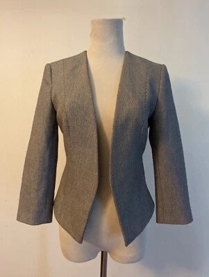 Jaqueta Blazer EXPRESS tamanho 2 Frente Aberta Elástica Forrada Cinza Sal e Pimenta 3354 - Imagem 1 de 4