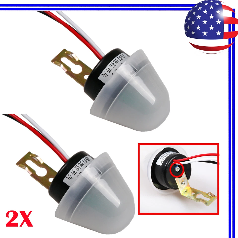 2Pcs 12V 10A Photoswitch Sensor, Auto On/Off Street Light Switch, Adjustable Tim - Image 1 of 4