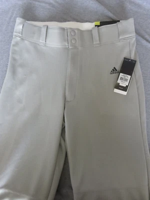 NWT Adidas Boys Triple Stripe  Baseball Pants Aeroready XL Gray  Inseam 26  FLAW - Image 1 of 4