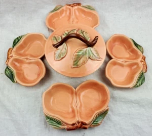 VTG MCM Belmar Peach Tree Lazy Susan Set Party Service Peach California pottery - Picture 1 of 7