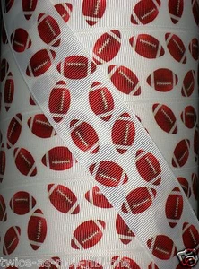 5 Yards 1.5"  TEAM SPORT CHEER SPIRIT FOOTBALL GROSGRAIN RIBBON 4 HAIRBOW BOW - Picture 1 of 2