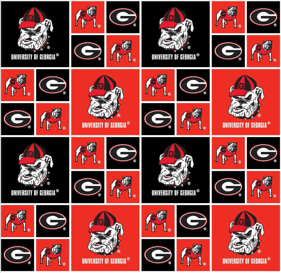 УНИВЕРСИТЕТ ГРУЗИИ ХЛОПЧАТОБУМАЖНАЯ ТКАНЬ - ГРУЗИНСКИЕ БУЛЬДОГИ ХЛОПЧАТОБУМАЖНАЯ ТКАНЬ - GE020 - Изображение 1 из 1